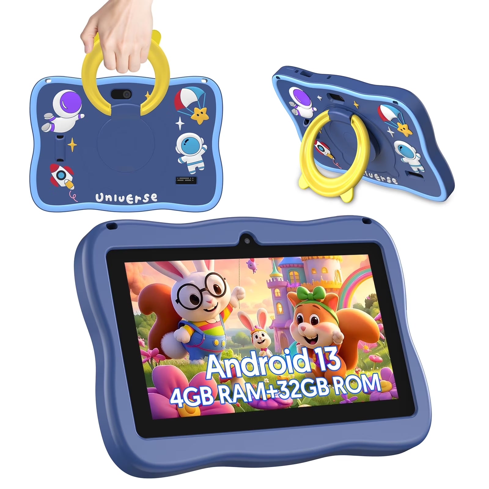 Tedupee Kids Tablet, 7 inch Android 13 Tablet, Quad Core CPU, 4GB(2G+2G)RAM+32GB ROM, 1024 x 600 IPS, WiFi, Bluetooth,