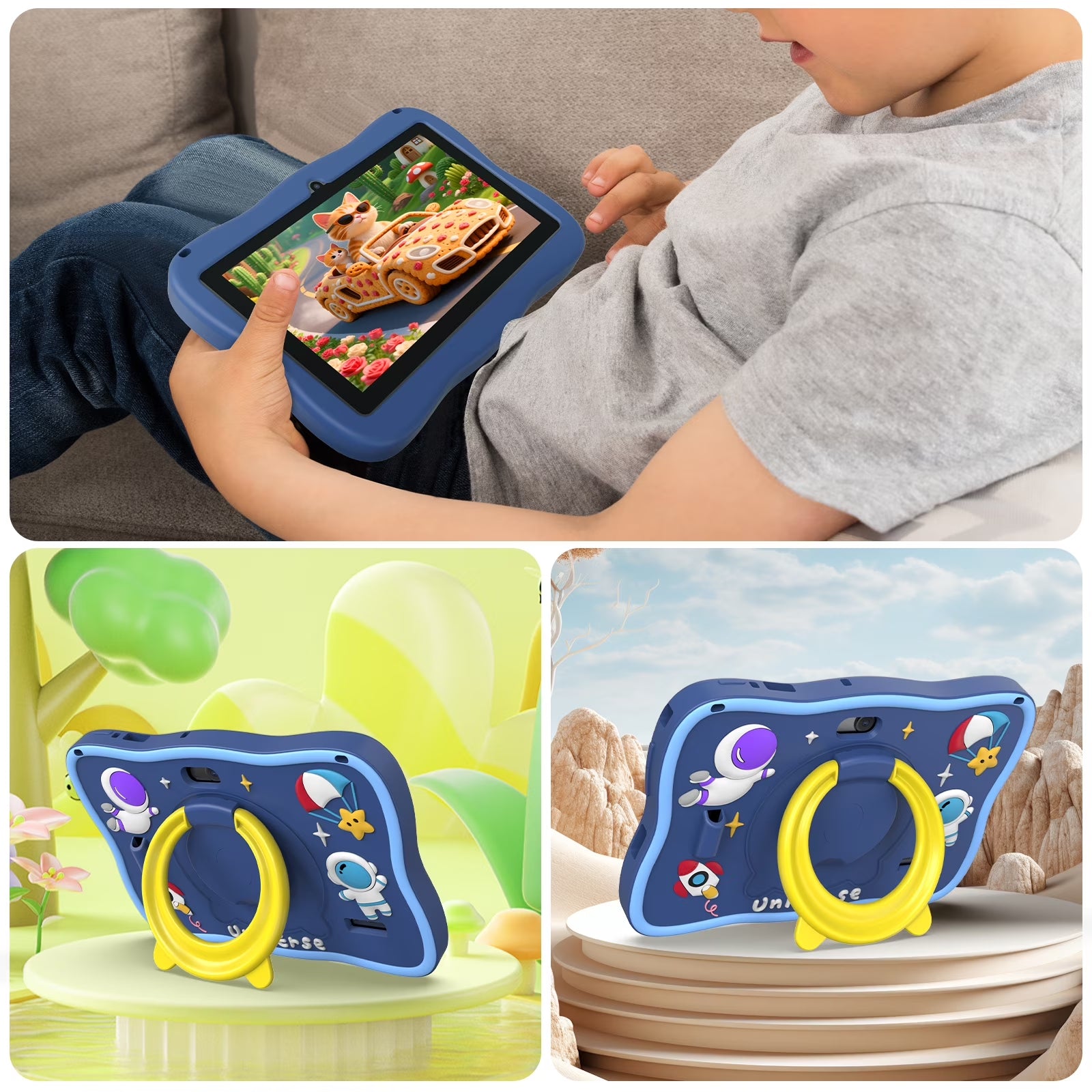 Tedupee Kids Tablet, 7 inch Android 13 Tablet, Quad Core CPU, 4GB(2G+2G)RAM+32GB ROM, 1024 x 600 IPS, WiFi, Bluetooth,