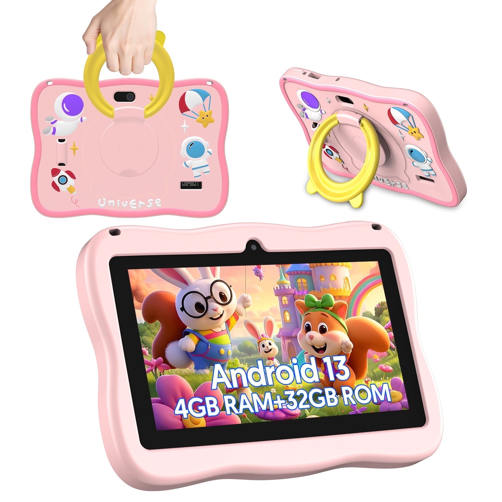 Tedupee Kids Tablet, 7 inch Android 13 Tablet, Quad Core CPU, 4GB(2G+2G)RAM+32GB ROM, 1024 x 600 IPS, WiFi, Bluetooth,