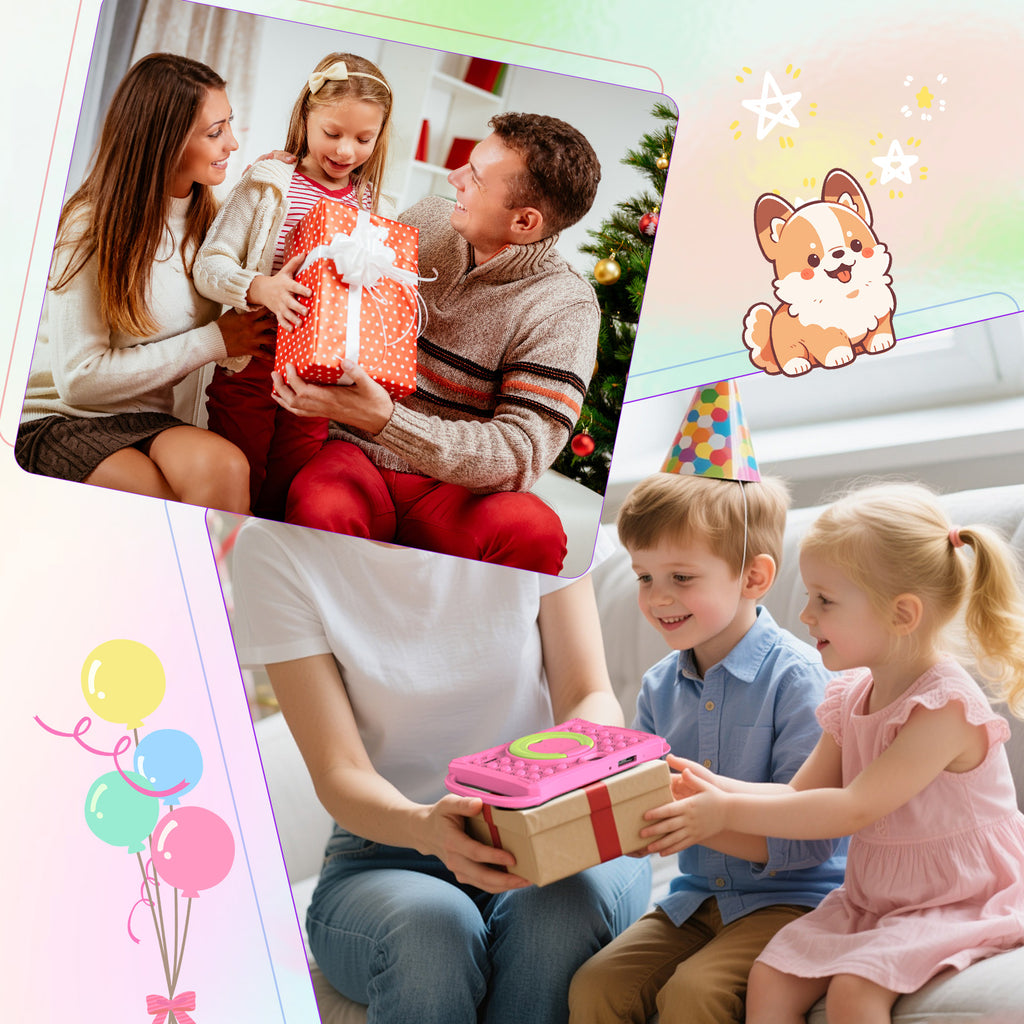 Tedupee Kids Tablet,7 inch Tablet for Kids, 32GB ROM, 4(2+2)GB RAM 1TB Expanded,Parental Control,Educational Apps,Kid‑Proof Case Handle Stand