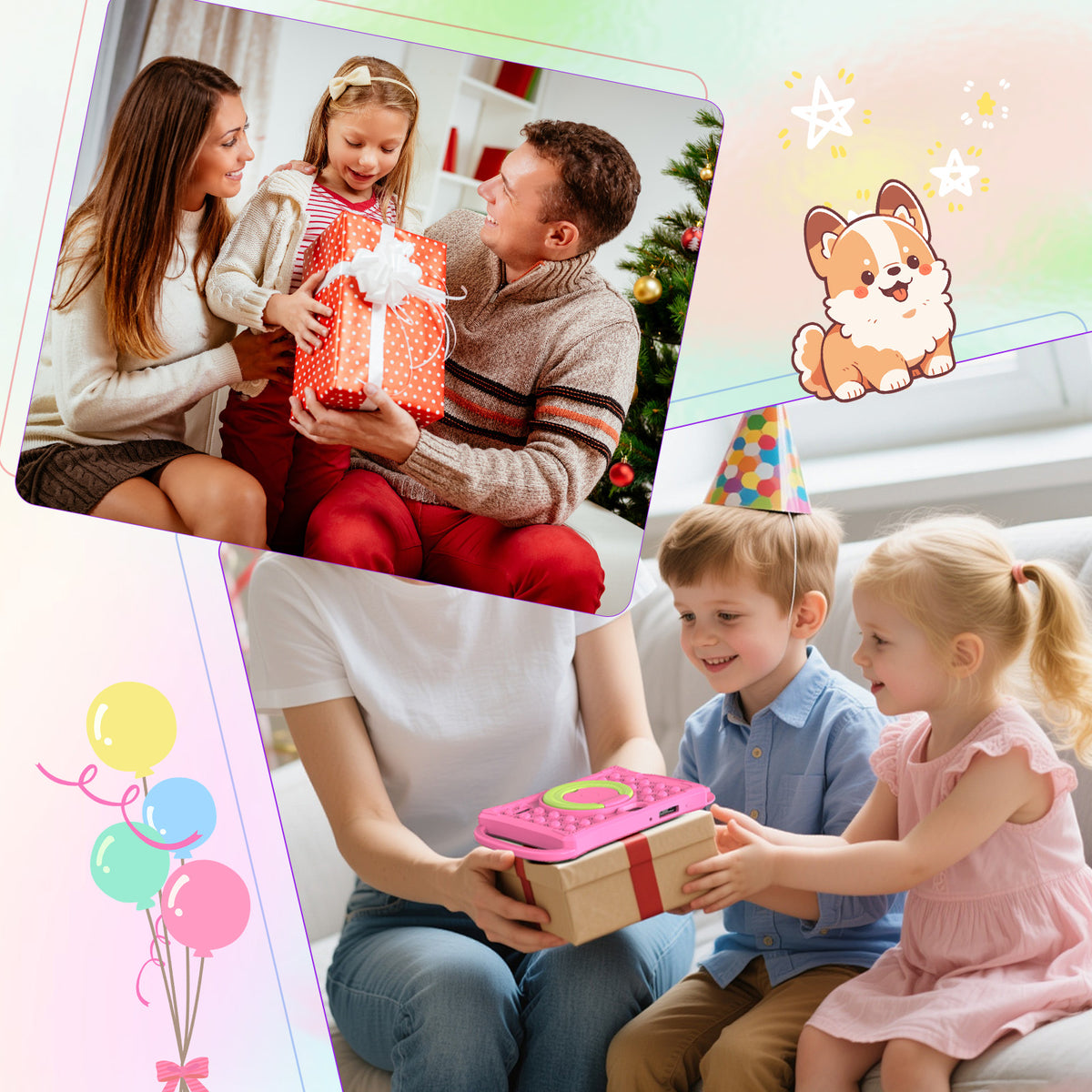 Tedupee Kids Tablet,7 inch Tablet for Kids, 32GB ROM, 4(2+2)GB RAM 1TB Expanded,Parental Control,Educational Apps,Kid‑Proof Case Handle Stand