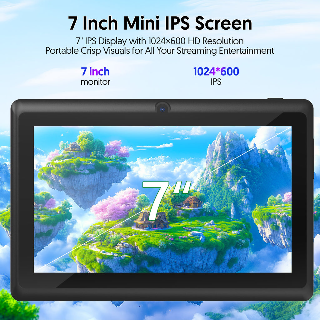 Tedupee 7 inch Tablet, Android 13 Tablets Quad-Core, 4GB RAM+32GB ROM+1TB Expandable, 3500mAh, Dual Camera, with Case, Stand & Storage Bag