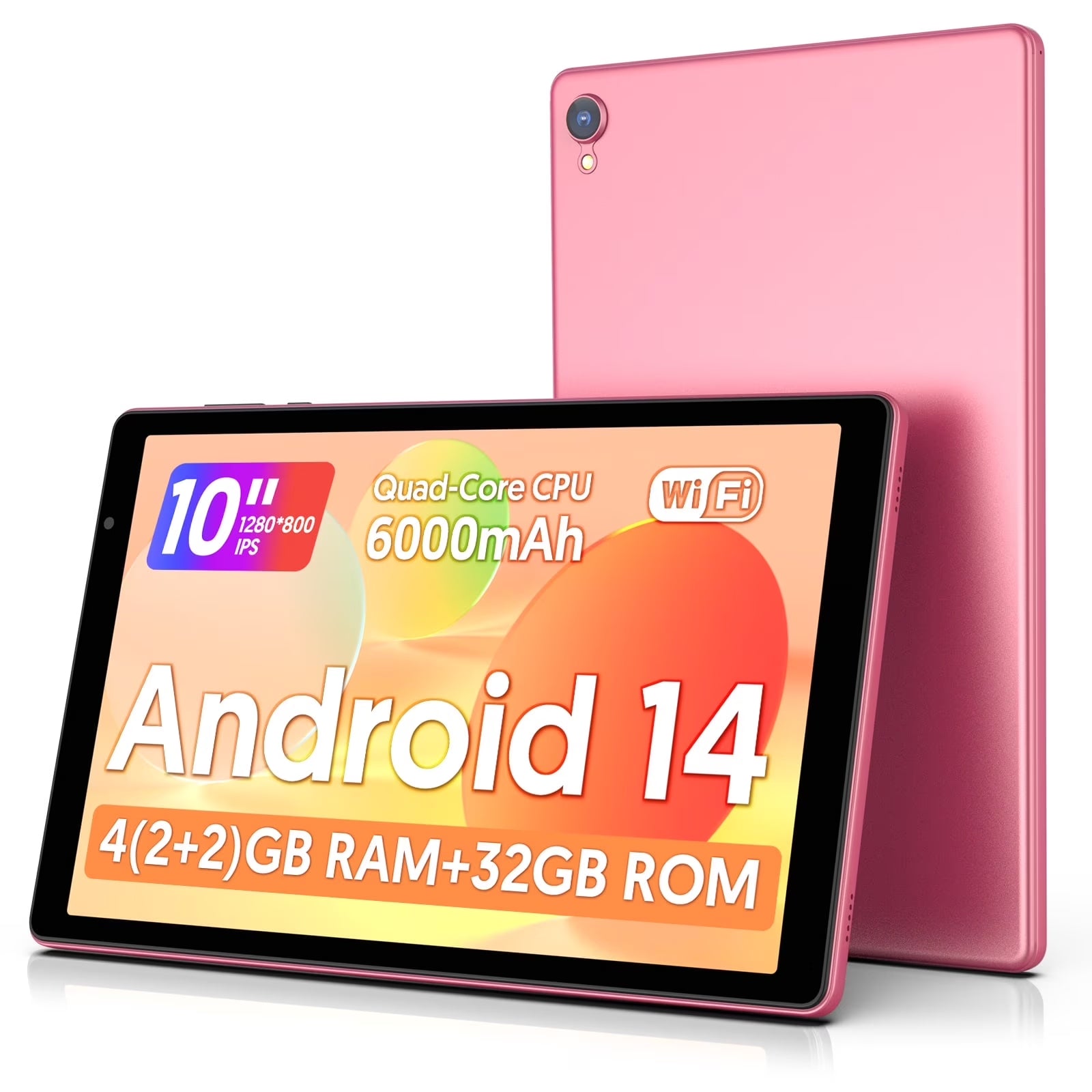 Tedupee 10 inch Android 14 Tablet，Android Tablets Quad Core Processor,4GB+32GB+1TB Expandable Tablet Computer,1280*800 IPS Screen,6000mAh Battery,WiFi