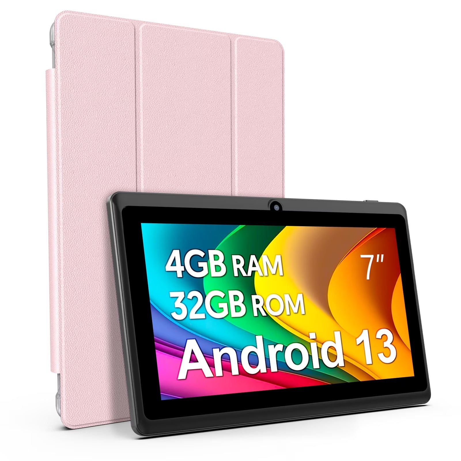 Tedupee 7 inch Tablet, Android 13 Tablet with Case, Quad Core Tablet,1024 x 600 IPS Touch Screen,4GB RAM 32GB ROM 1TB Expandable,Dual Camera, 3500Mah