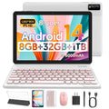 Tedupee Android 14 Tablet,10 Inch Tablet with Keyboard, 8GB RAM 32GB ROM 1TB Expand, Octa-Core, 5G Dual-Band WiFi 6, 6000mAh Battery, 2-in-1