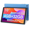 Tedupee Android Tablet, 10 inch Android 14 Tablet, Quad-core CPU, RAM 4GB（2G+2G）, ROM 32GB (Up to 1TB), 800x1280 IPS, WiFi 6, 2MP+2MP, 6000mAh