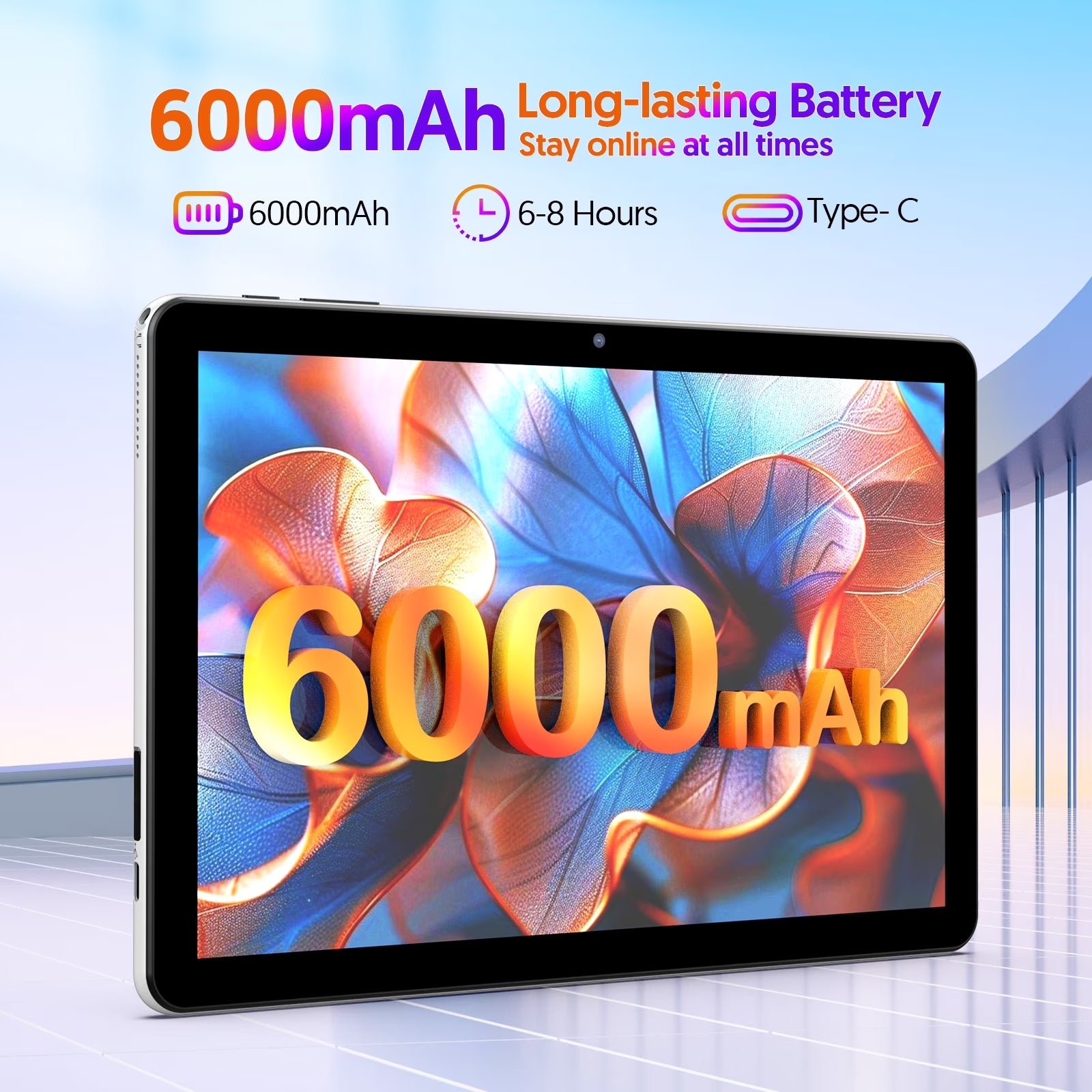 Tedupee Android 14 Tablet,10 Inch Tablet with Keyboard, 8GB RAM 32GB ROM 1TB Expand, Octa-Core, 5G Dual-Band WiFi 6, 6000mAh Battery, 2-in-1