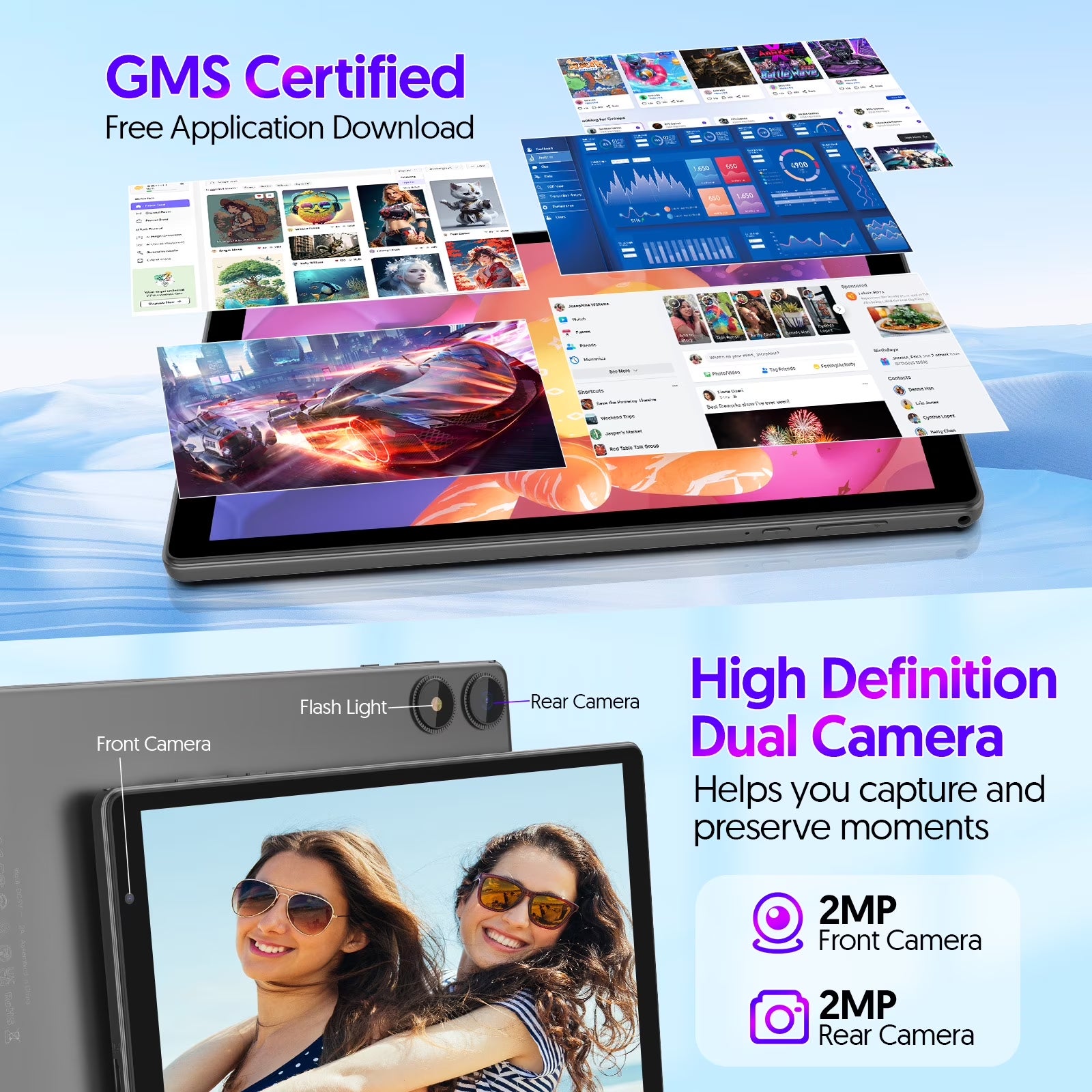 Tedupee Android 15 Tablet, 10.1 inch, Five-core CPU, RAM 3GB, ROM 32GB (Up to 1TB), 800x1280 IPS, 5G WiFi 6, 2MP+2MP, 6000mAh-Gray