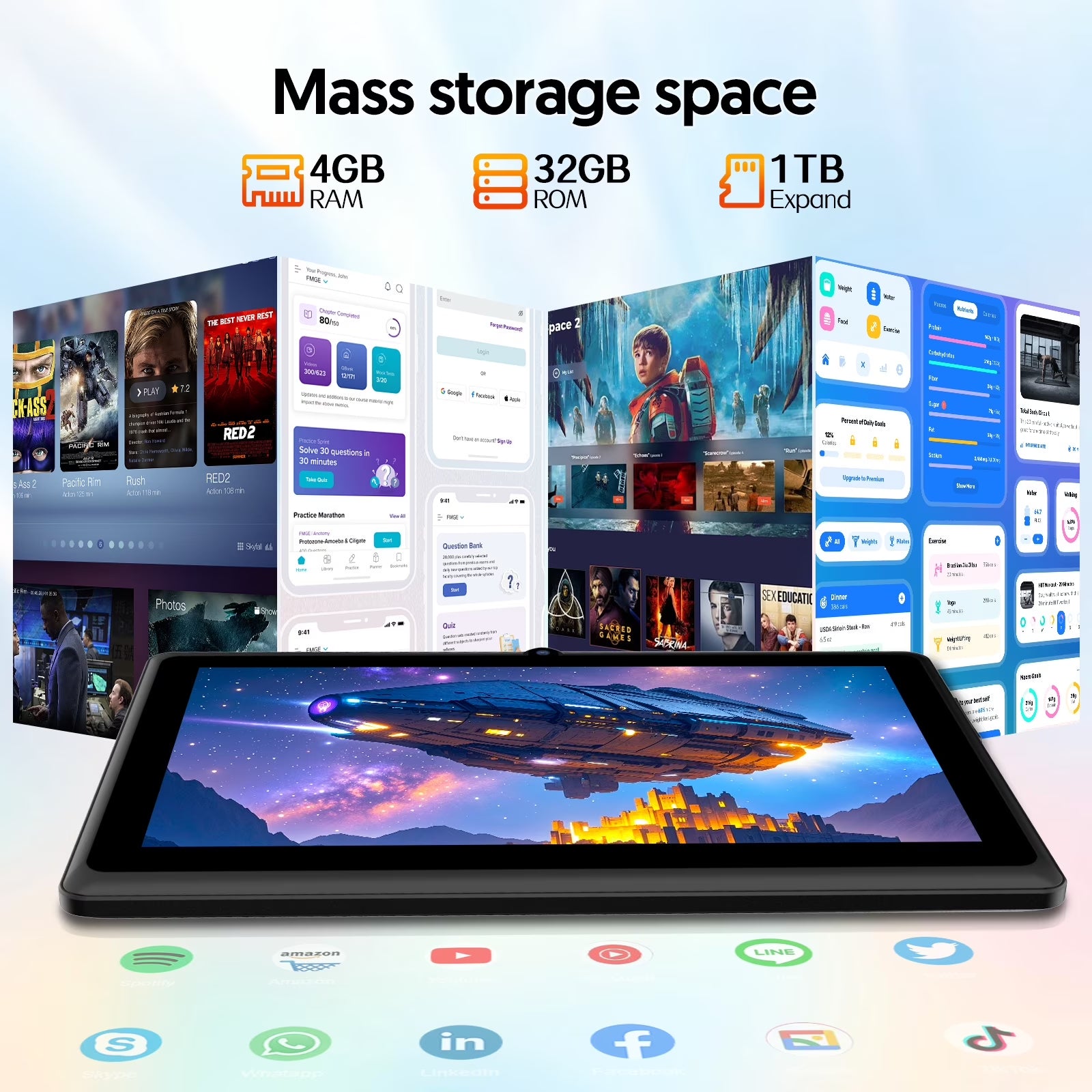 Tedupee 7 inch Tablet, Android 13 Tablet with Case, Quad Core Tablet,1024 x 600 IPS Touch Screen,4GB RAM 32GB ROM 1TB Expandable,Dual Camera, 3500Mah