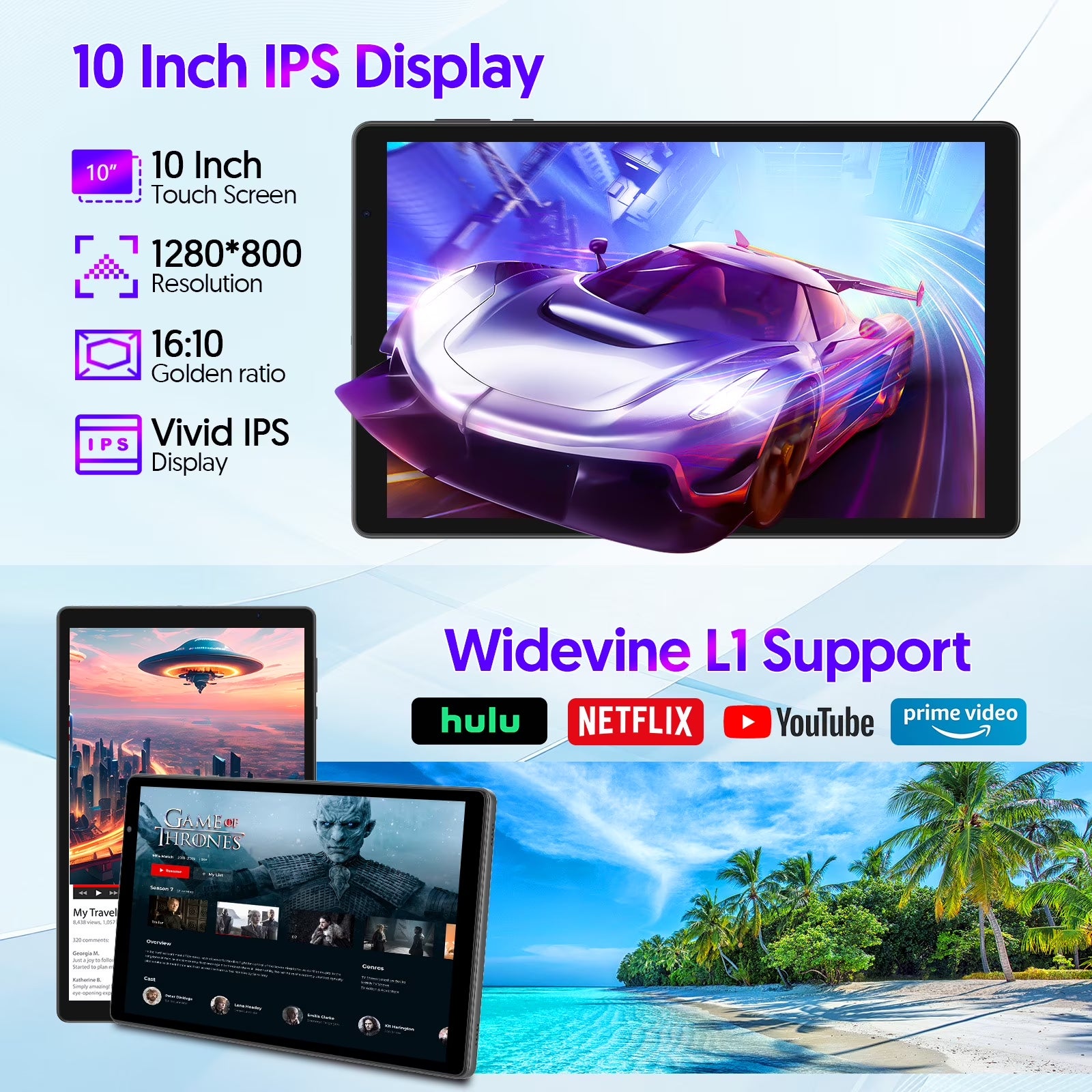 Tedupee Android 15 Tablet, 10.1 inch, Five-core CPU, RAM 3GB, ROM 32GB (Up to 1TB), 800x1280 IPS, 5G WiFi 6, 2MP+2MP, 6000mAh-Gray