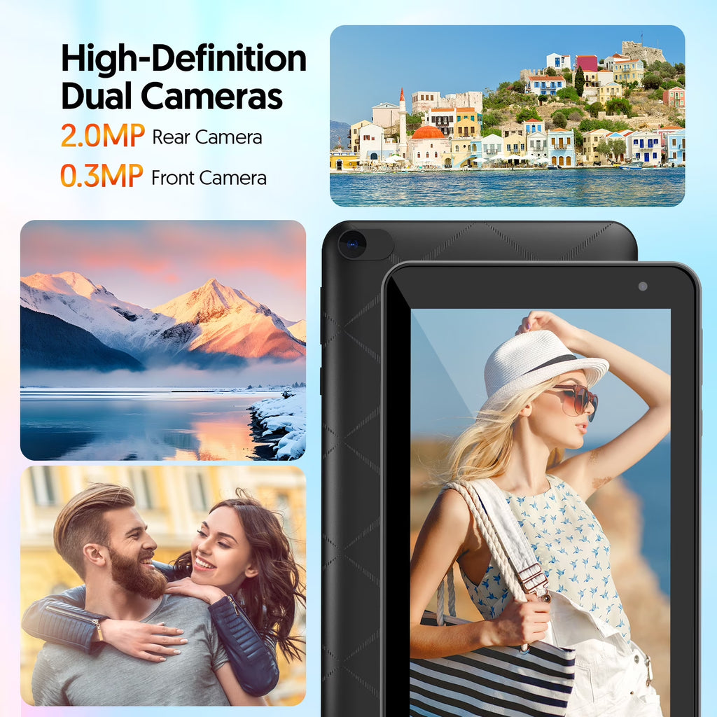 Tedupee Tablet 7 inch Android 15 Tablet, 8GB RAM 32GB ROM 1TB Expandable,Penta-core Processor Tablet PC，Wi-Fi 6, 5G dual-band，3000mAh Battery, Dual Camera, Educational, Games