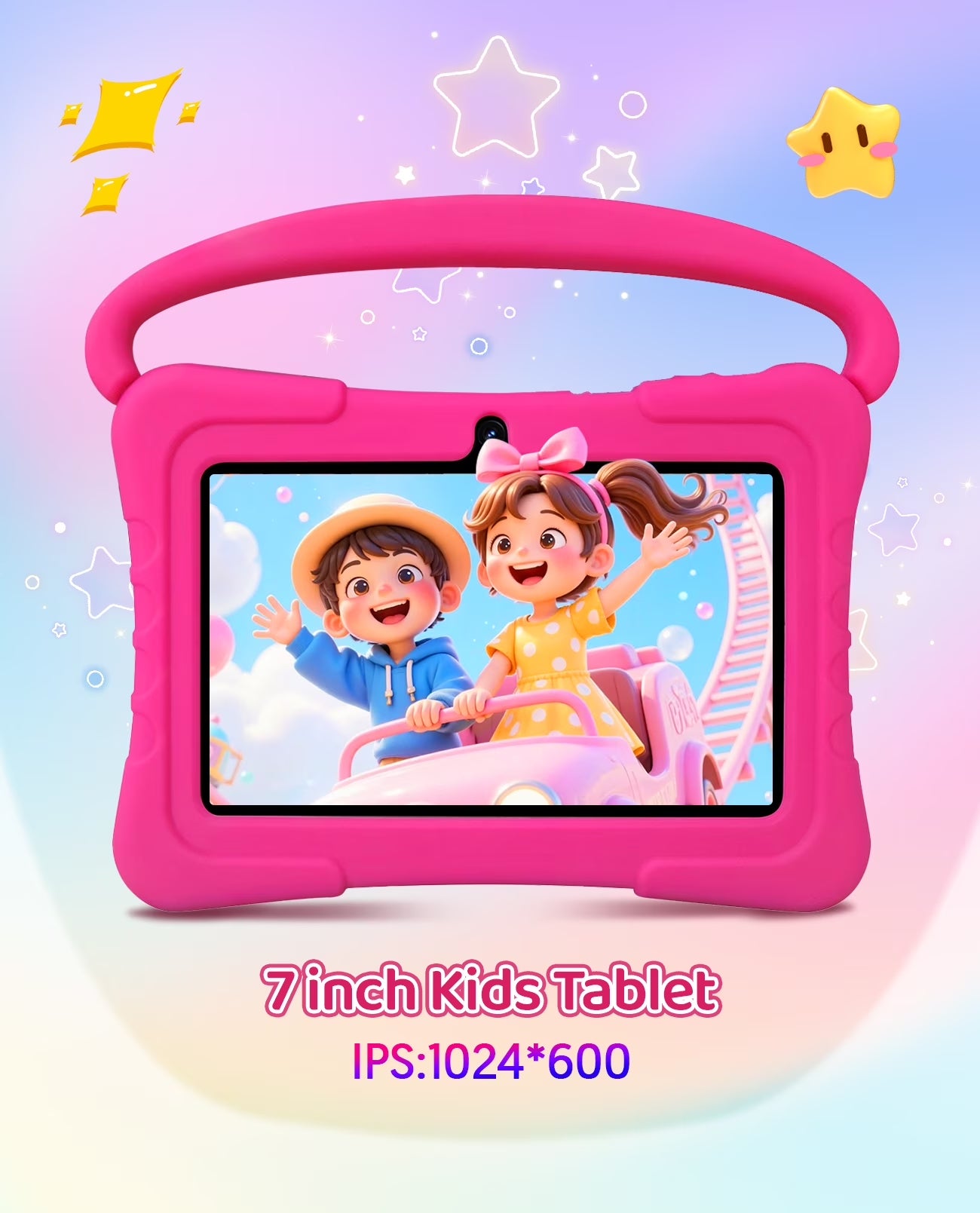 Tedupee Kids Tablet, Android 13 Kids Tablet, Quad Core Processor, 4GB(2G+2G)RAM+32GB ROM Storage, 1024 x 600 Touch Screen, WiFi, Bluetooth