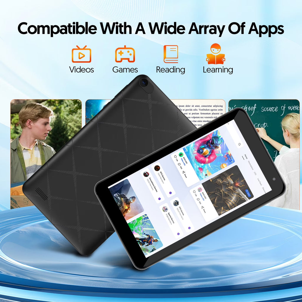Tedupee Tablet 7 inch Android 15 Tablet, 8GB RAM 32GB ROM 1TB Expandable,Penta-core Processor Tablet PC，Wi-Fi 6, 5G dual-band，3000mAh Battery, Dual Camera, Educational, Games