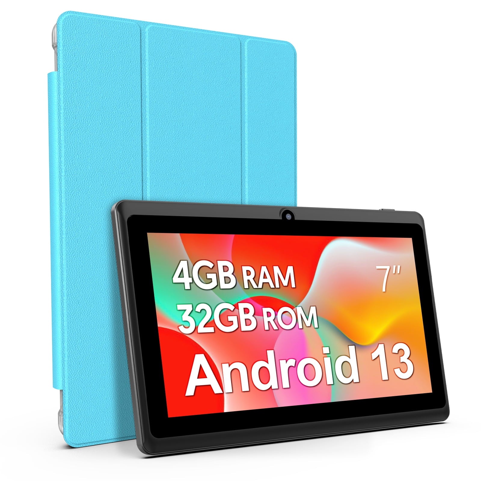 Tedupee 7 inch Tablet, Android 13 Tablet with Case, Quad Core Tablet,1024 x 600 IPS Touch Screen,4GB RAM 32GB ROM 1TB Expandable,Dual Camera, 3500Mah